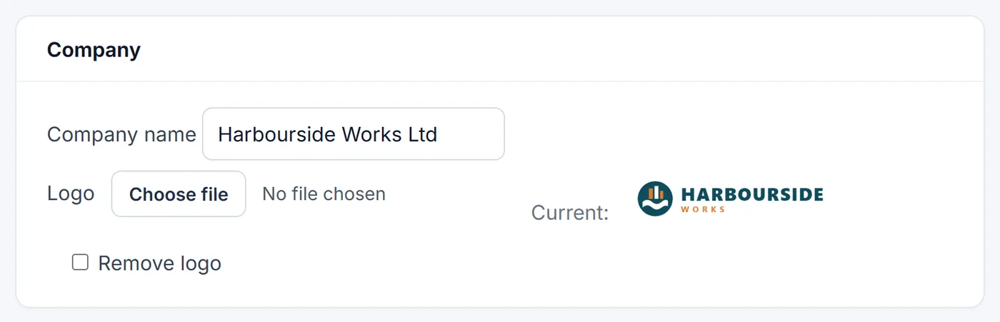 Company name and logo settings